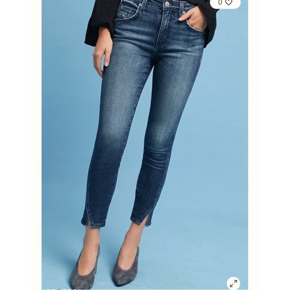 AMO Twist Blue Jeans with Ankle Slits Sz 27